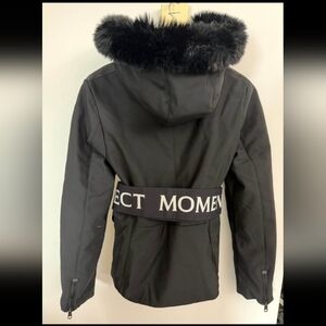 Black Hooded Jacket with Fur Trim